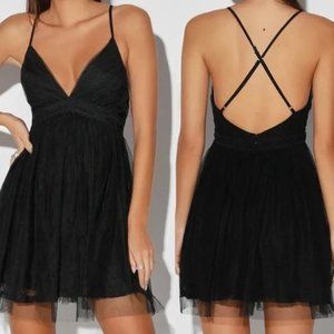 Lulus Black Tulle Skater Skirt Dress; M